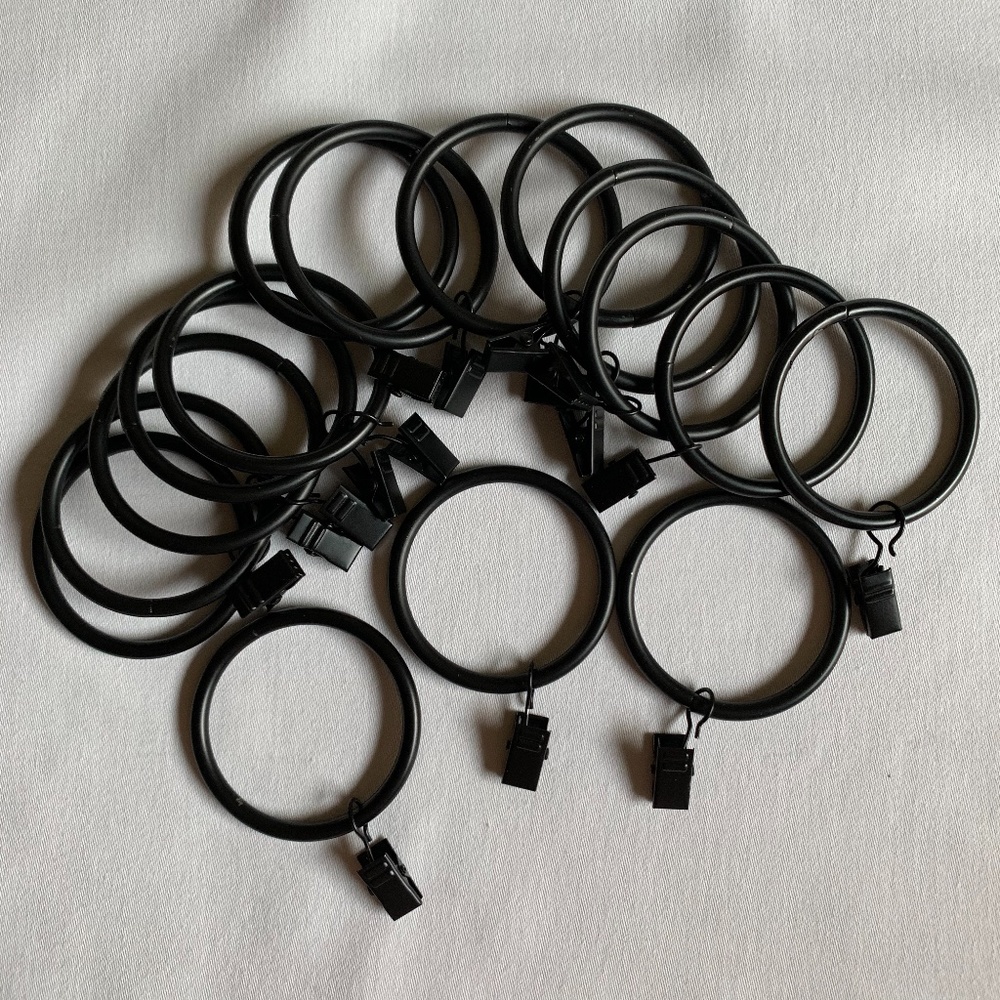 16 @ 2" Black Metal Clip Rings - Curtain Hardware